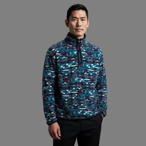 Columbia Blue and Purple Patterned Fleece Pullover  Nwt Large